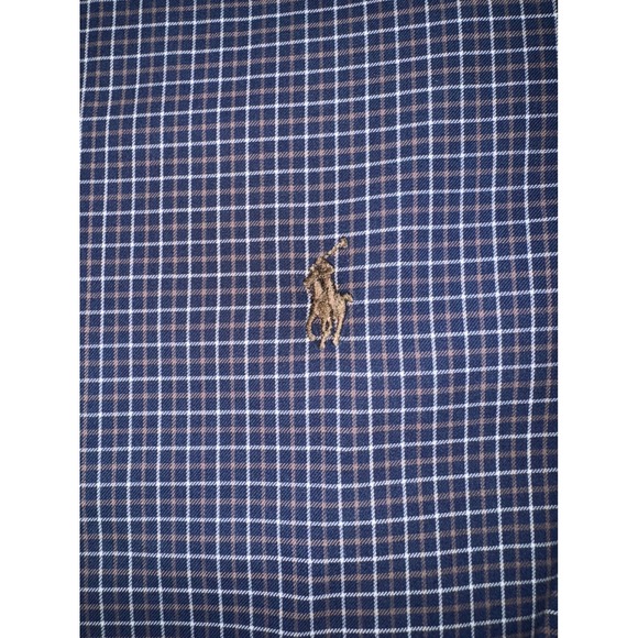 Ralph Lauren Men's Classic Fit Navy White‎ Brown Button Down Shirt 2XB Big - Picture 5 of 7